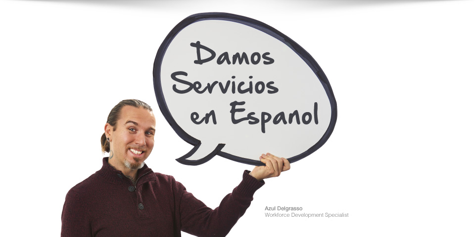 Damos Servicios en Espanol - Azul